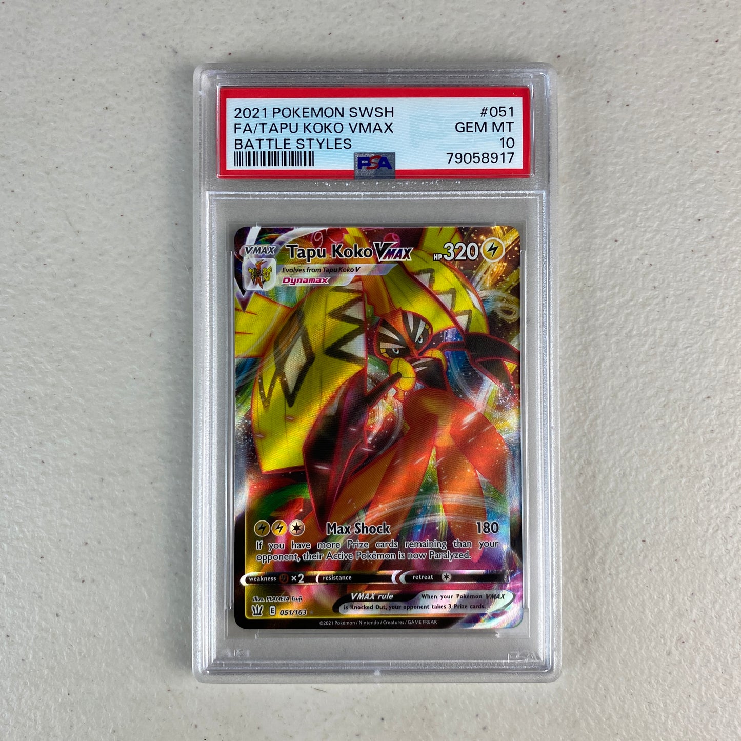 PSA 10 Tapu Koko VMAX Battle Styles