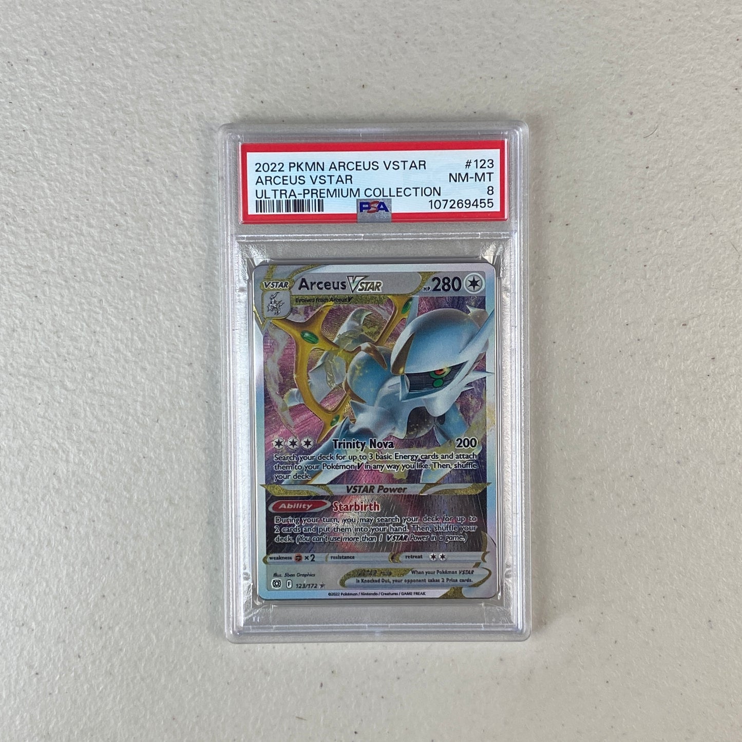 (METAL) PSA 8 Arceus V Star Promo Ultra premium Colection Metal Card