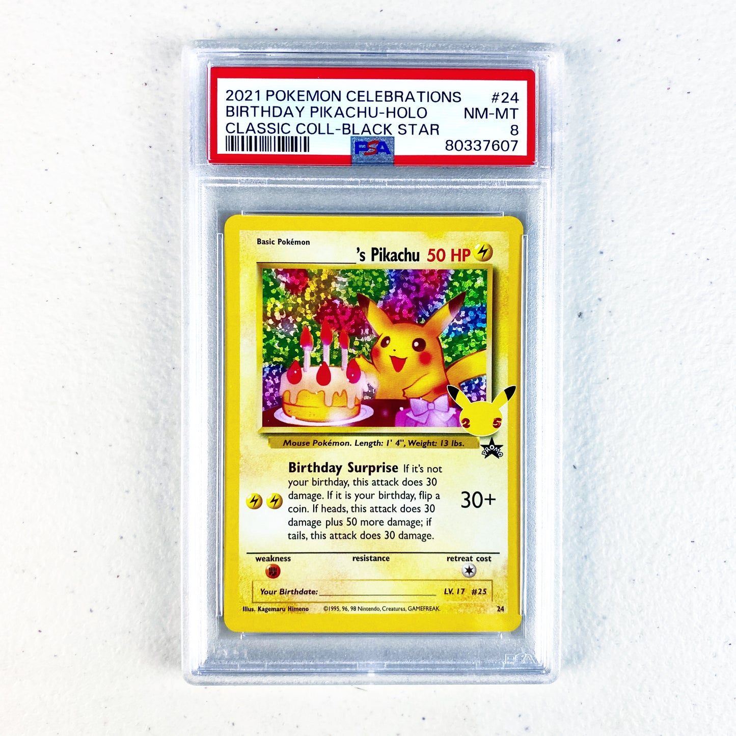 PSA 8 Birthday Pikachu Celebrations