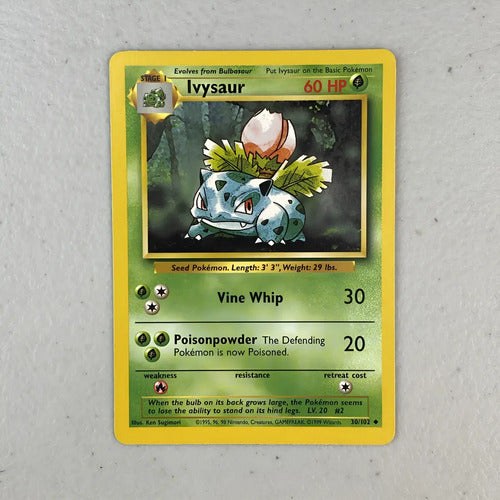 Nm Ivysaur Base Set Cartas Pokemon Tcg Vintage A Ivysaur Inglés