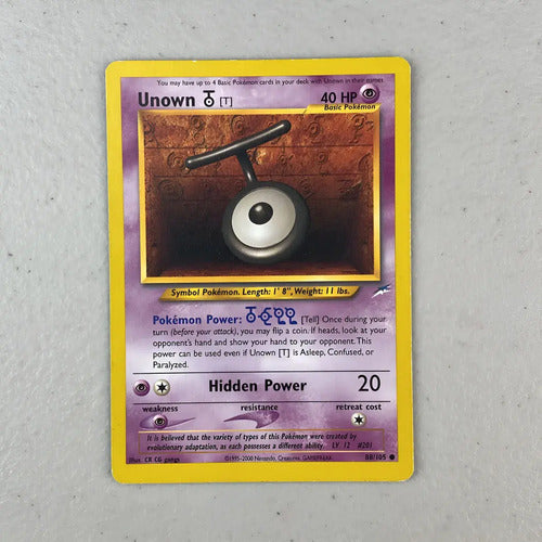 Lp Unown T Neo Destiny Cartas Tcg Pokemon Vintage Unown T Inglés