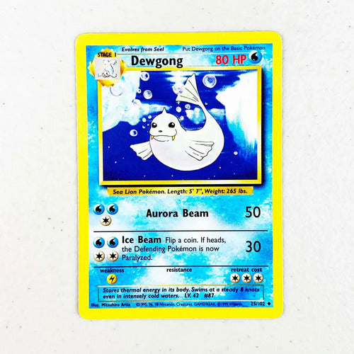 Near Mint Dewgong Base Set 1999 Vintage Cartas Pokemon Tcg Dwegong Inglés