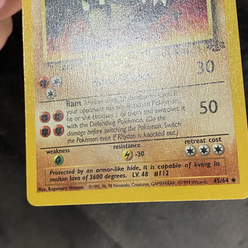 Lp Rhydon Jungle Cartas Tcg Pokemon Vintage B Rhydon Inglés