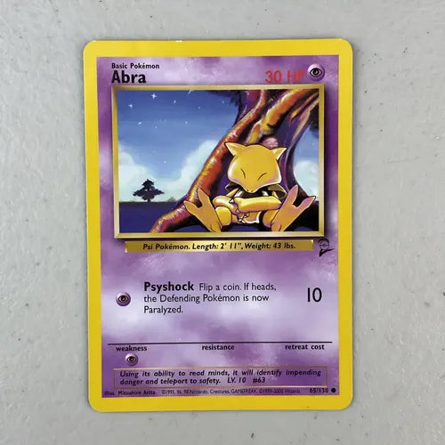 Damaged Abra Base Set 2 Cartas Pokemon Tcg Vintage Abra Inglés