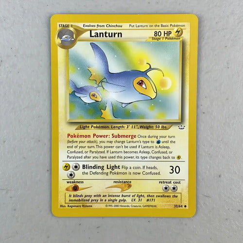 Nm Lanturn Neo Revelation Cartas Tcg Pokemon Vintage Lanturn Inglés