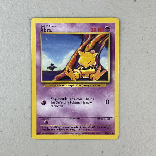 Damaged Abra Base Set Cartas Pokemon Tcg Vintage Abra Inglés