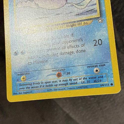 Lp Mantine Neo Genesis Cartas Tcg Pokemon Vintage Mantine Inglés