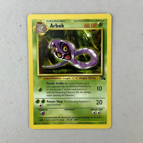 Lp Arbok Fossil Cartas Pokemon Tcg Vintage B Arbok Inglés