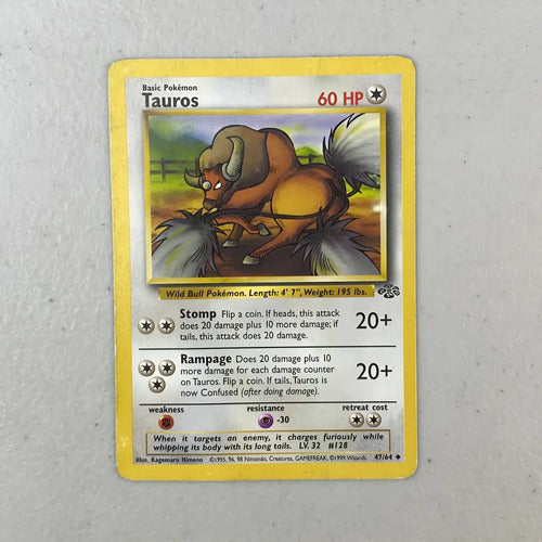 Damaged Tauros Jungle Cartas Tcg Pokemon Vintage Tauros Inglés