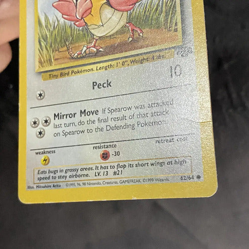Damaged Spearow Jungle Cartas Tcg Pokemon Vintage A Spearow Inglés