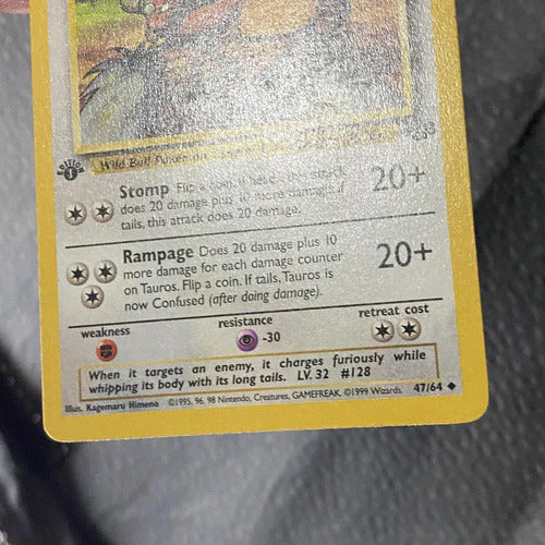 Lightly Played Lp First Edition Tauros Jungle Cartas Pokemon Tauros Inglés