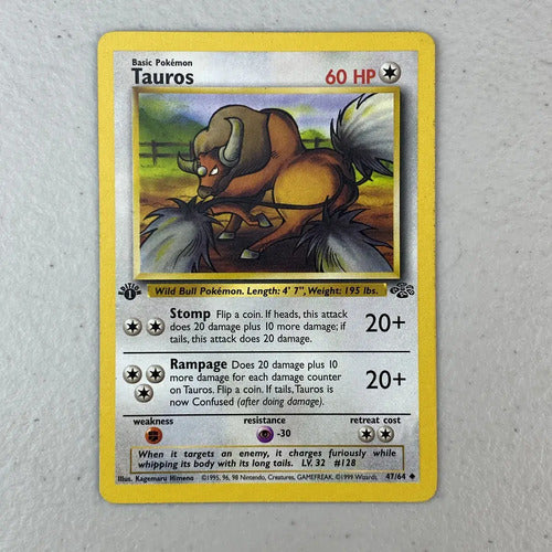 Lightly Played Lp First Edition Tauros Jungle Cartas Pokemon Tauros Inglés
