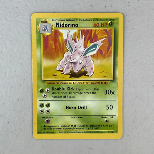 Near Mint Nidorino Base Set Cartas Pokemon Tcg Vintage B Nidorino Inglés