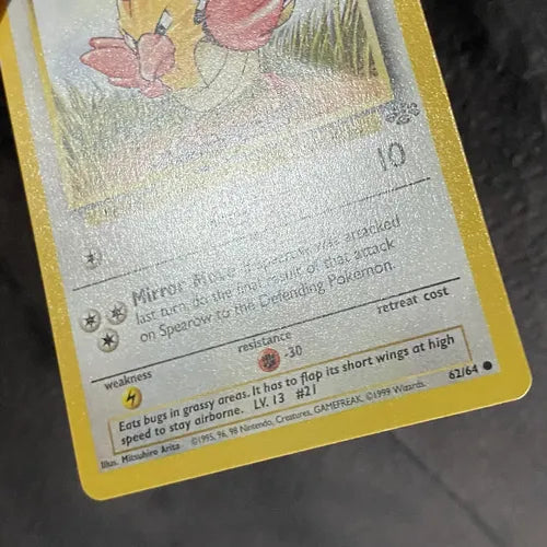 Damaged Spearow Jungle Cartas Tcg Pokemon Vintage B Spearow Inglés