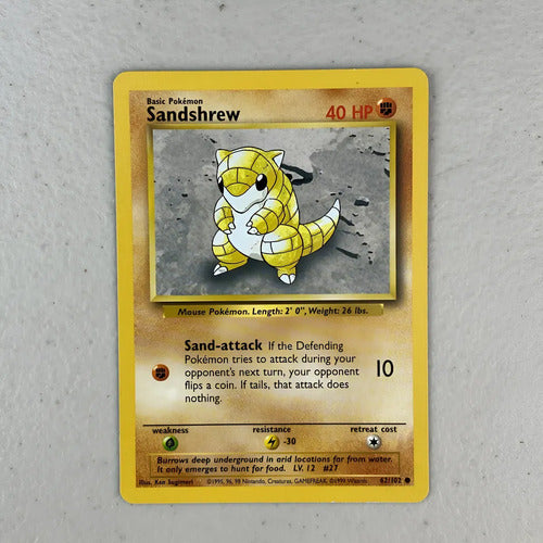 Near Mint Sandshrew Base Set Cartas Pokemon Tcg Vintage Sandshrew Inglés