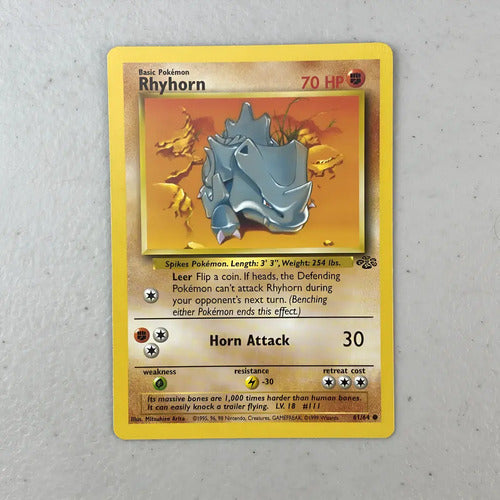 Nm Rhyhorn Jungle Cartas Tcg Pokemon Vintage Rhyhorn Inglés