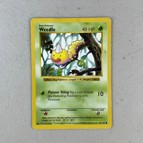 Damaged Weedle Shadowless Base Set Cartas Pokemon Vintage A Weedle Inglés