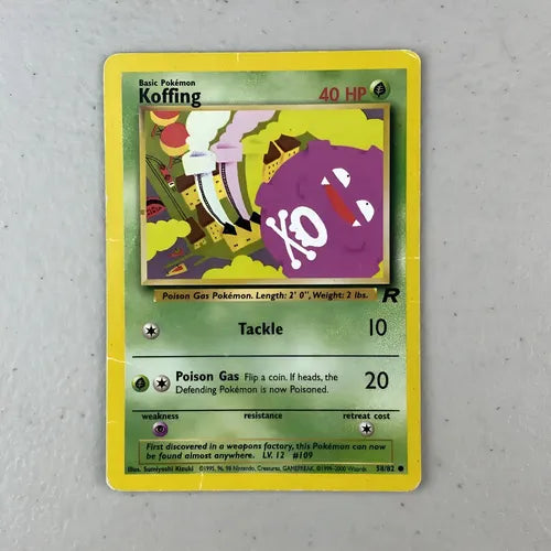 Damaged Koffing Team Rocket Cartas Tcg Pokemon Vintage Koffing Inglés