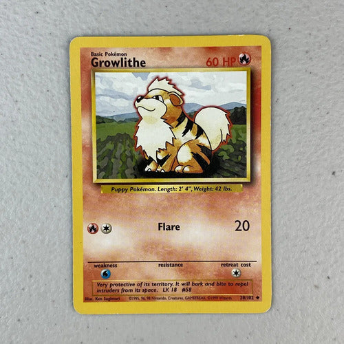 Damaged Growlithe Base Set Cartas Pokemon Tcg Vintage Growlithe Inglés