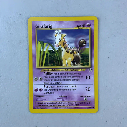 Mint Girafarig Neo Genesis Cartas Tcg Pokemon Vintage Girafarig Inglés