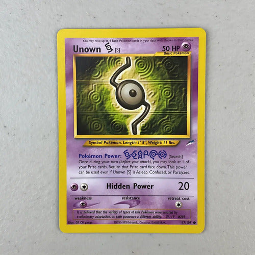 Damaged Unown S Neo Destiny Cartas Tcg Pokemon Vintage Unown S Inglés