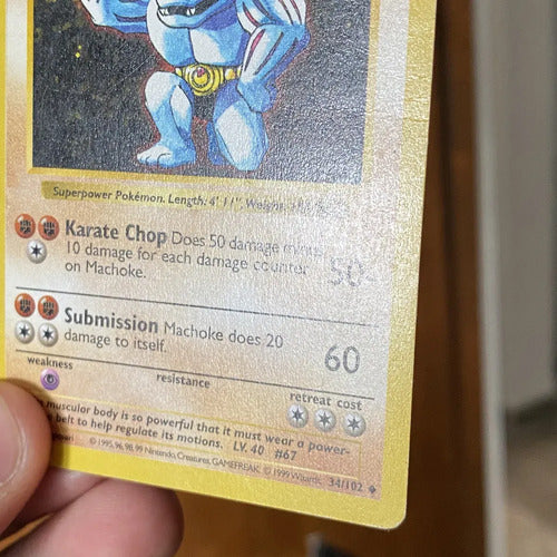 Damaged Machocke Shadowless Base Set Cartas Pokemon Vintage Machoke Inglés