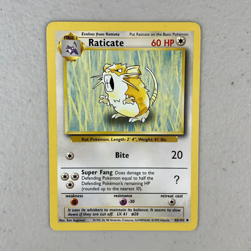 Nm Raticate Base Set Cartas Pokemon Tcg Vintage B Raticate Inglés