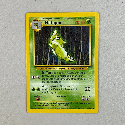 Near Mint Metapod Base Set 1999 Vintage Cartas Pokemon Tcg Metapod Inglés