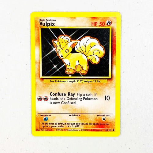 Near Mint Vulpix Base Set 1999 Vintage Cartas Pokemon Tcg Vulpix Inglés
