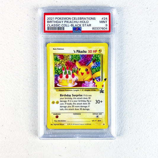 PSA 9 Birthday Pikachu Celebrations