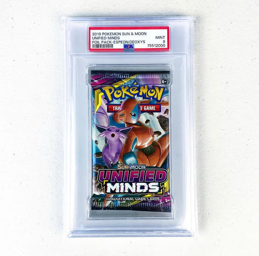 PSA 9 Unified Minds Booster Pack - Deoxys & Espeon