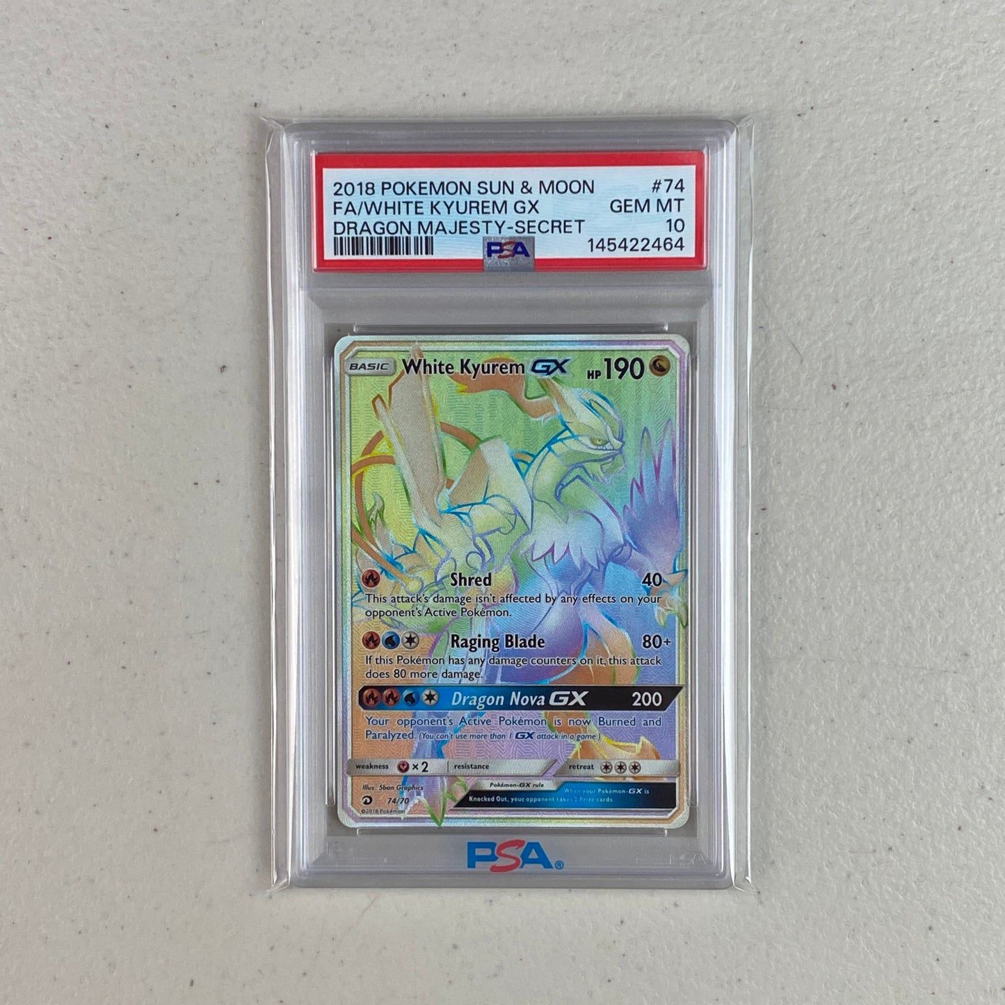 PSA 10 White Kyurem GX Dragon Majesty