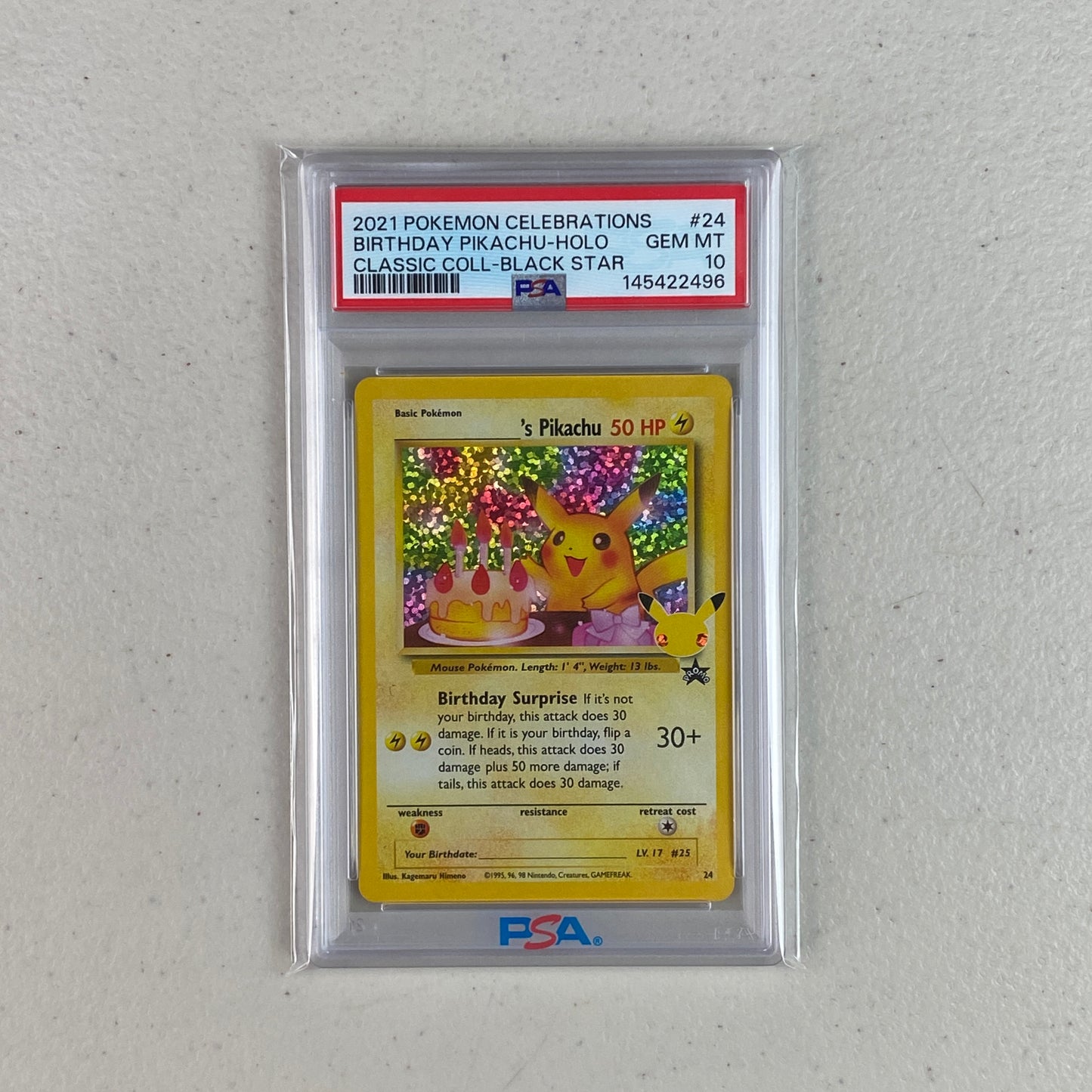 PSA 10 Birthday Pikachu Celebrations Classic Collection