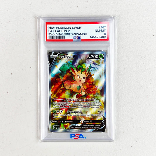 ESPAÑOL PSA 8 Leafeon V Alternate Art Evolving Skies