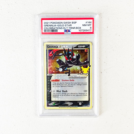 PSA 8 Greninja Gold Star Promo Elite Trainer Box Celebrations